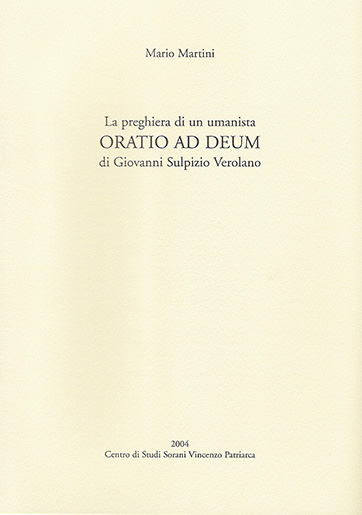 Copertina di La preghiera di un umanista Oratio ad Deum di Giovanni Sulpizio Verolano