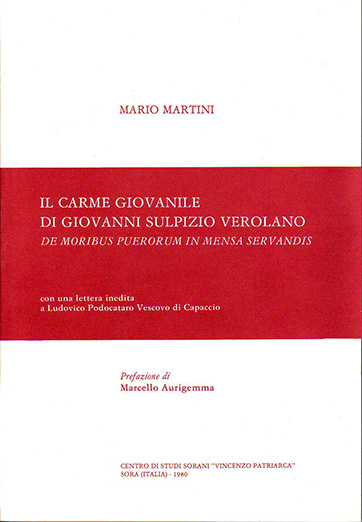 Copertina di Il carme giovanile di Giovanni Sulpizio Verolano «De moribus puerorum in mensa servandis»