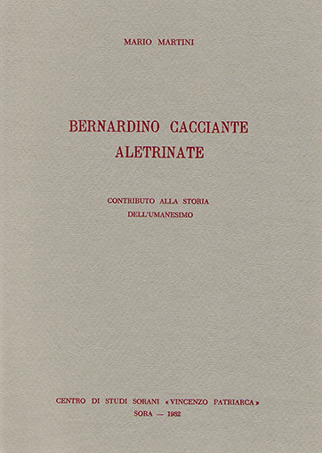 Copertina di Bernardino Cacciante Aletrinate